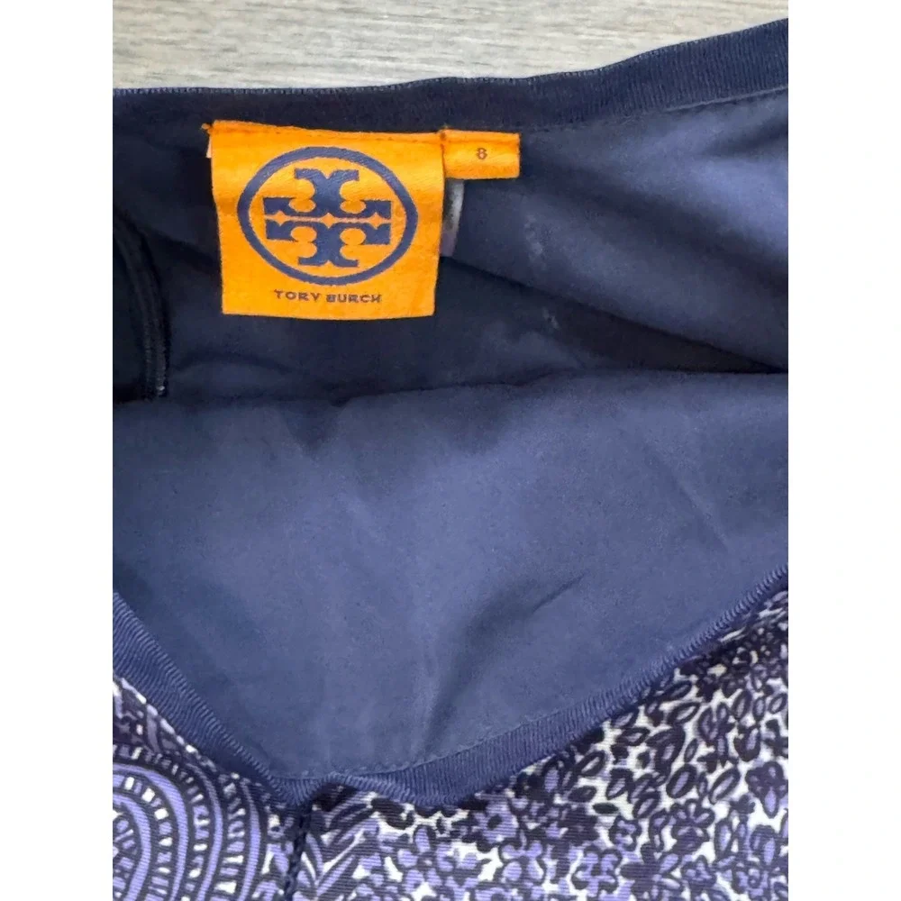 Tory Burch Skirt 8 Purple Paisley Fluted A-Line Above Knee Preppy Quiet Luxury